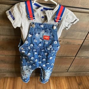 Mickey Mouse Bluejeans, boys overalls set, like new